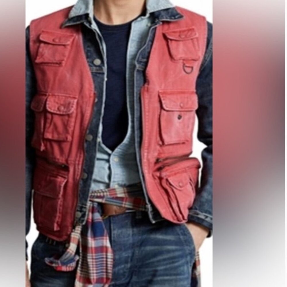 MENS POLO RALPH LAUREN CHINO UTILITY FISHING VEST GILET - size medium - like new